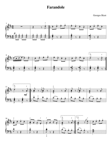 Bizet - Farandole (Easy piano arrangement) (arr. MPS)