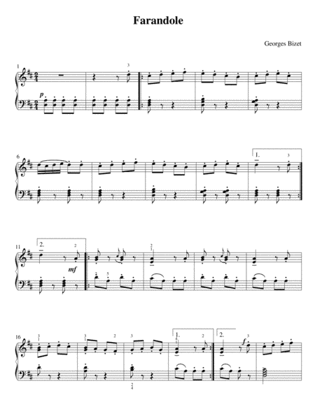 Bizet - Farandole (Easy piano arrangement) (arr. MPS)