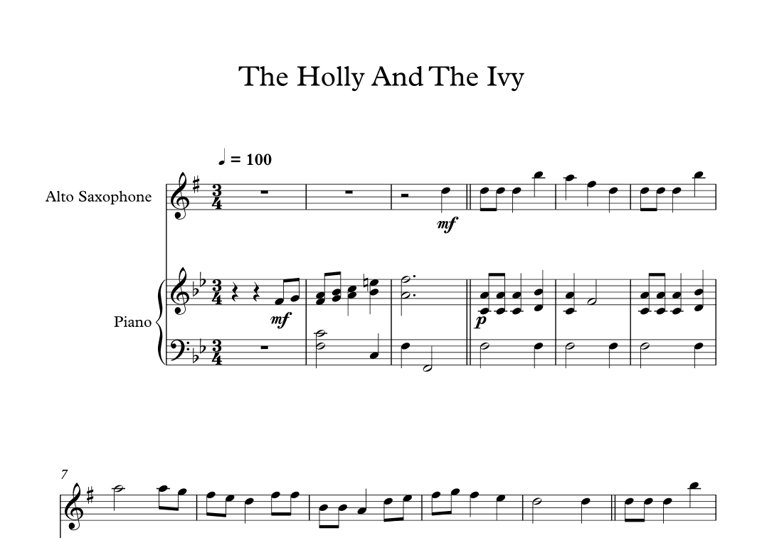 The Holly And The Ivy (Alto Sax + Piano) (arr. Digital Book Music)