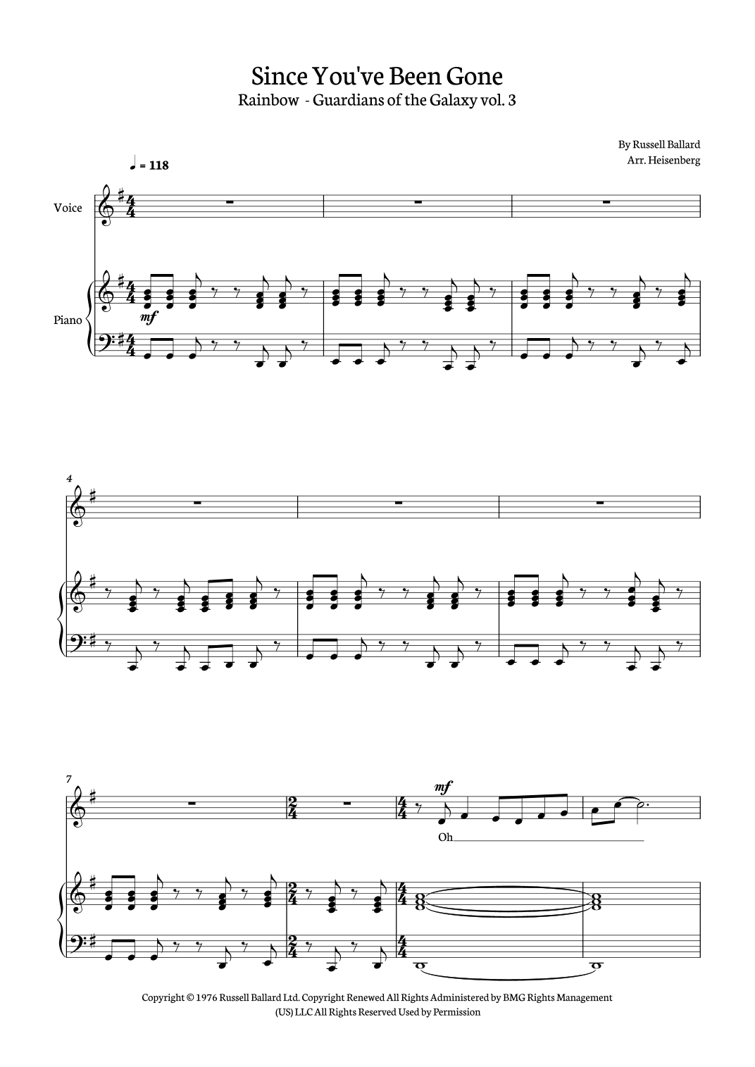Since You've Been Gone (arr. Heisenberg)