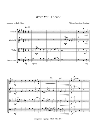 Were You There? - for String Quartet (arr. Erik Kihss Digital Publishing)