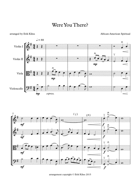 Were You There? - for String Quartet (arr. Erik Kihss Digital Publishing)