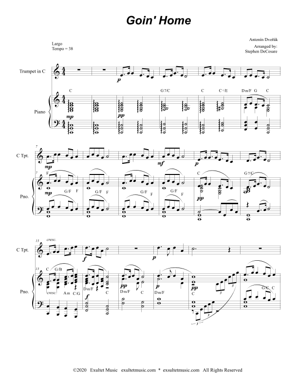 Goin' Home (for C-Trumpet Solo and Piano) (arr. Stephen DeCesare)