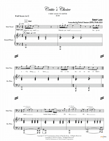 Critic's Choice (arr. Patrick Sheehan)