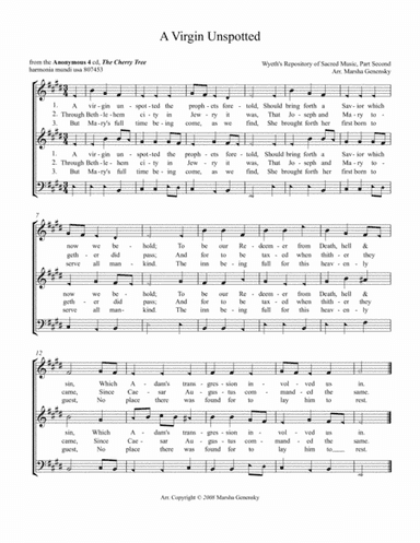 Anonymous 4: A Virgin Unspotted (arr. Marsha Genensky)