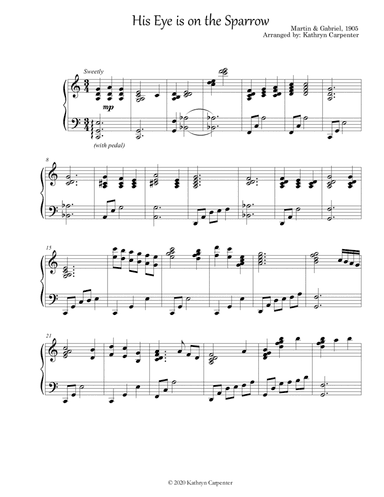 His Eye is on the Sparrow (Advanced Piano) (arr. Kathryn Carpenter)