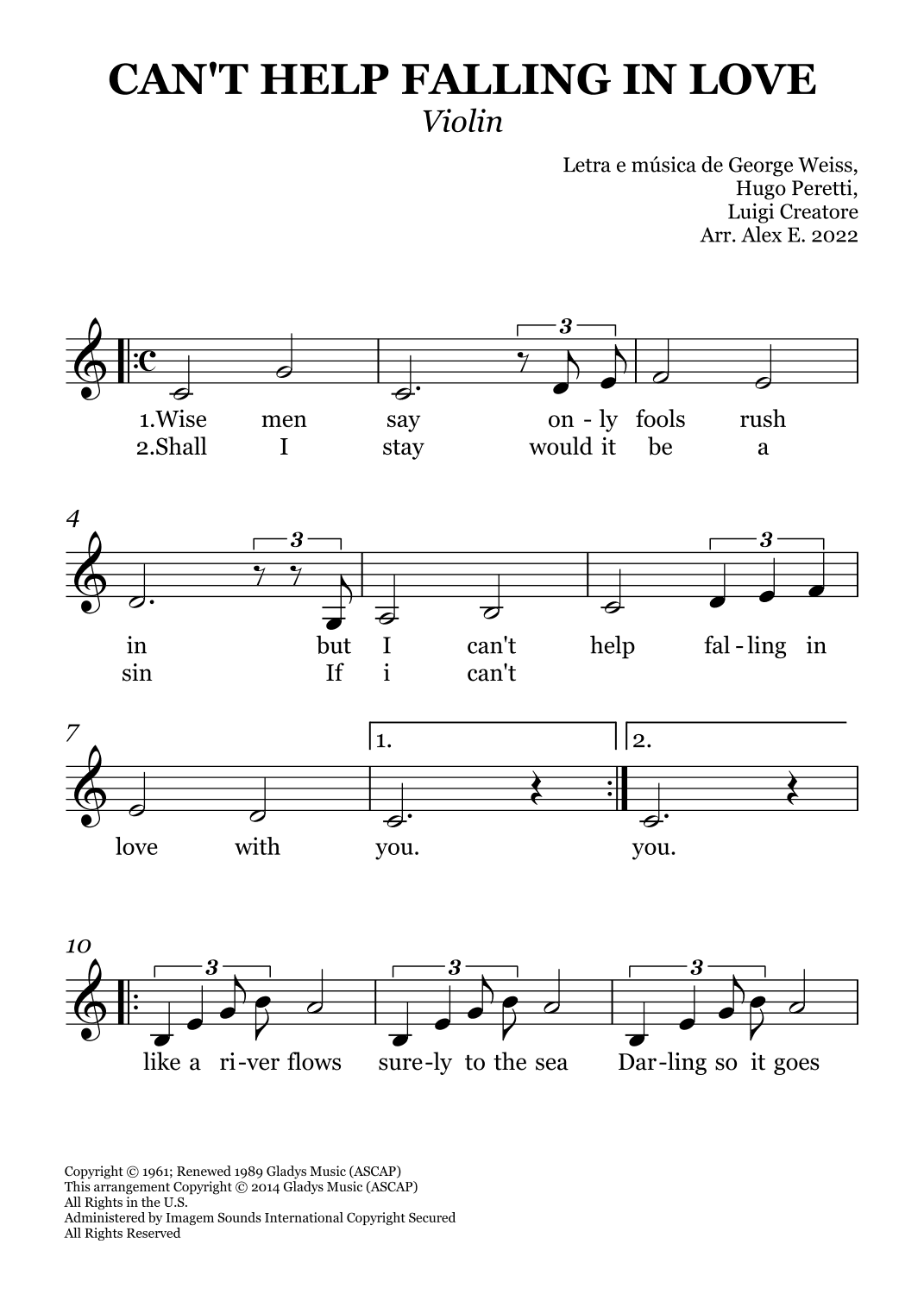 Can't Help Falling In Love (arr. Alex E.)