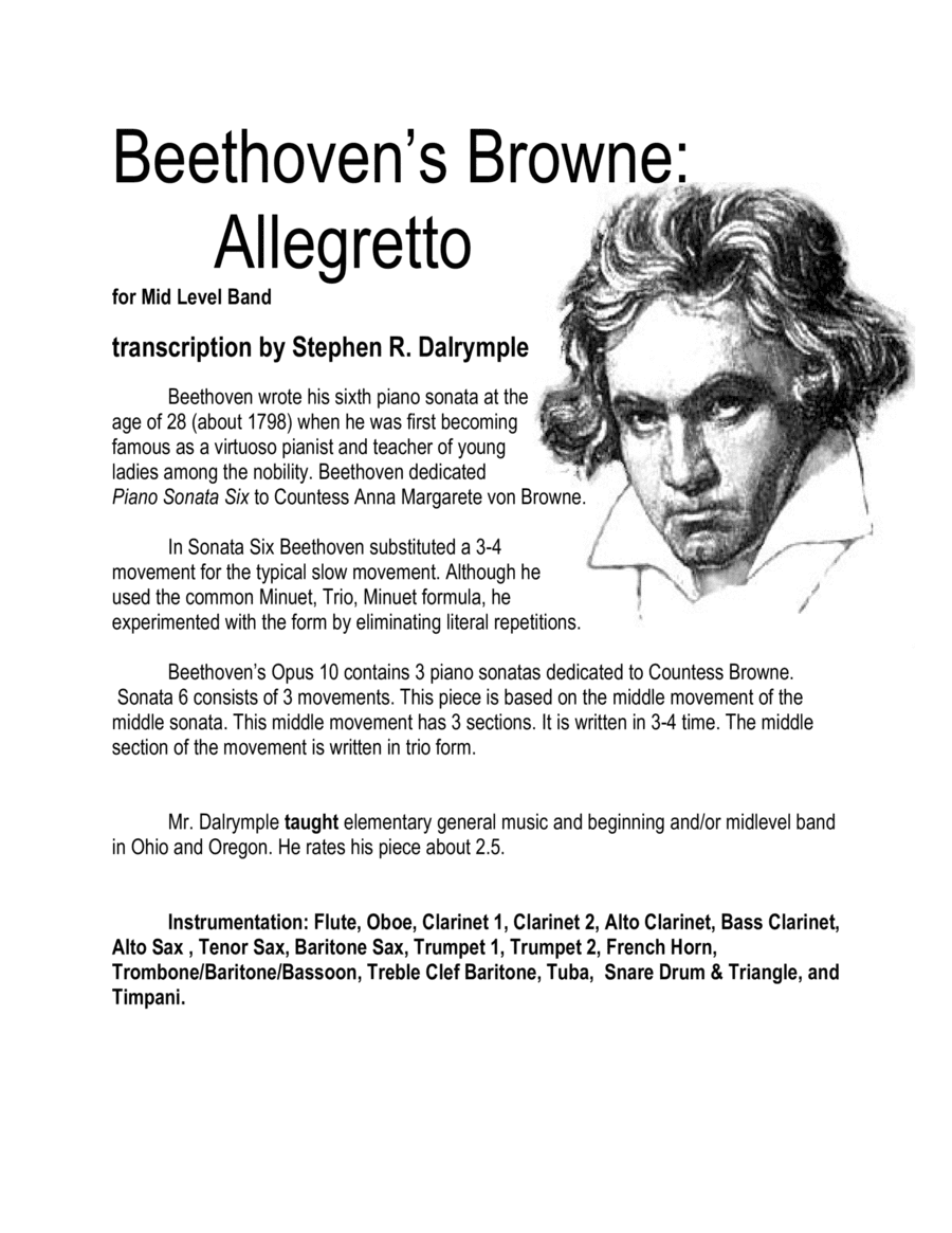 Beethoven’s Browne (arr. Stephen R Dalrymple (Dalrymple Designs))