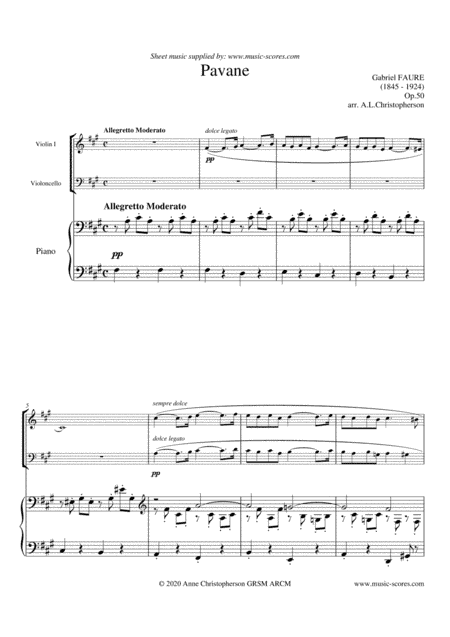 Faure Op.50 Pavane - Violin, Cello and Piano (arr. Anne Christopherson GRSM ARCM)