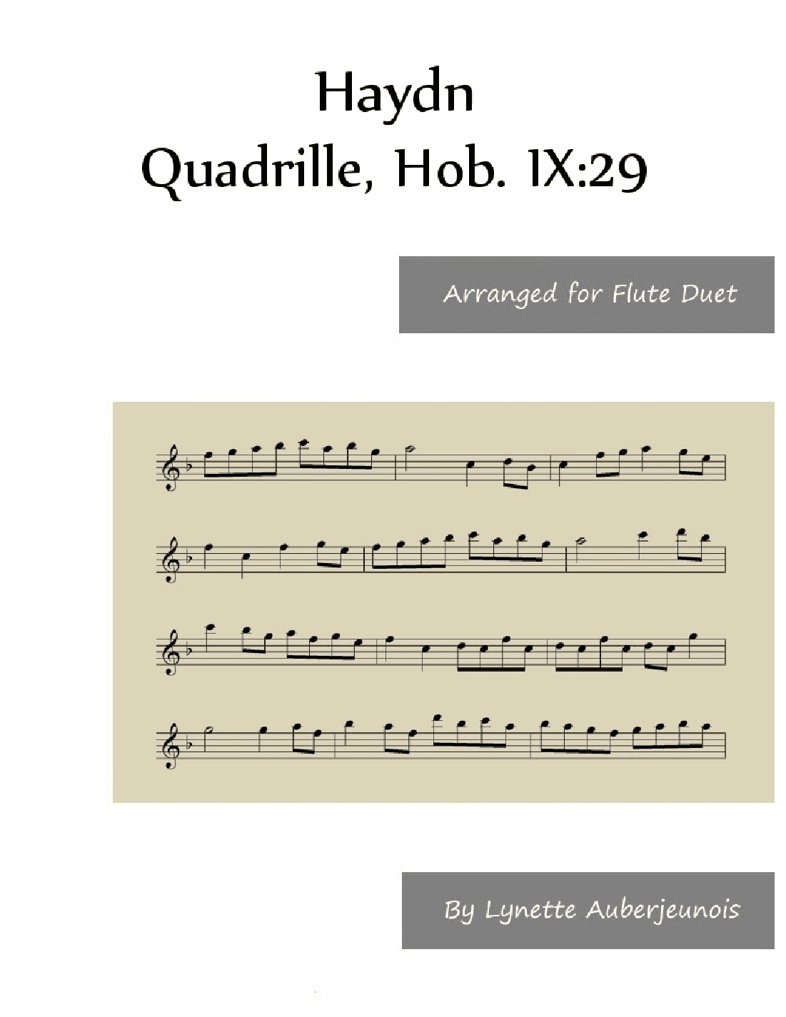 Quadrille, Hob. IX:29 no. 6 - Flute Duet (arr. Lynette Auberjeunois)