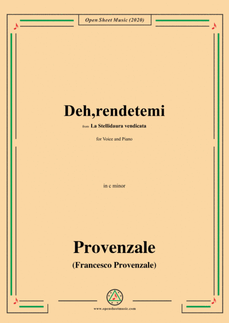 Provenzale-Deh,rendetemi,in c minor,for Voice and Pinao (arr. MSM)