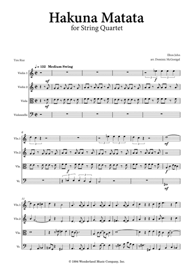 Hakuna Matata (arr. Dominic McGonigal)