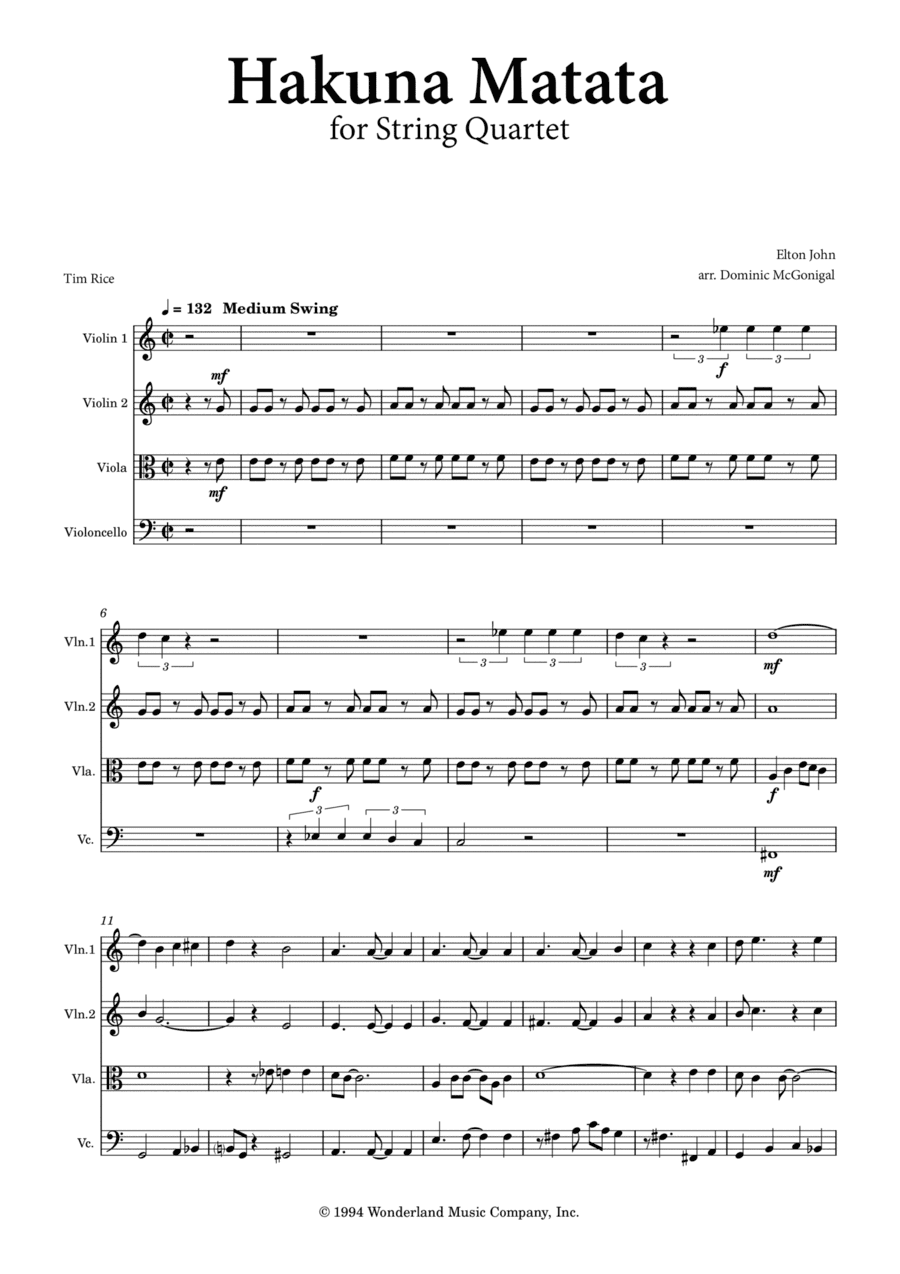 Hakuna Matata (arr. Dominic McGonigal)