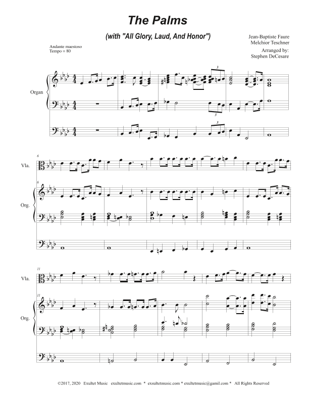 The Palms (with "All Glory, Laud, and Honor") (Viola solo and Organ) (arr. Stephen DeCesare)