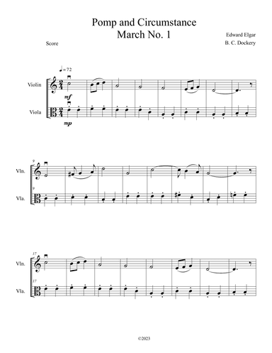 Pomp and Circumstance (Violin and Viola Duet) (arr. B. C. Dockery)
