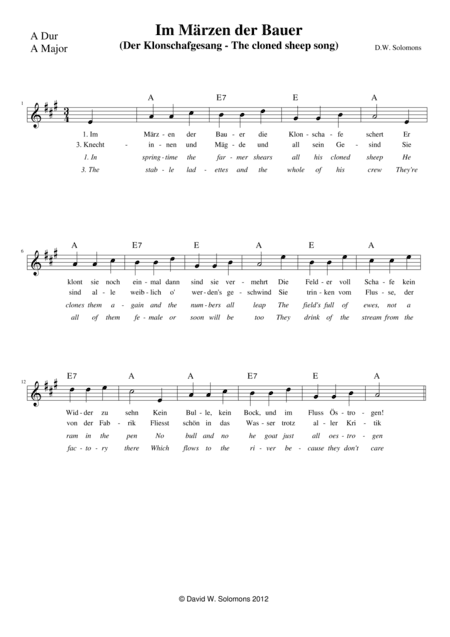 The Cloned sheep song (der Klonschafgesang) (arr. David Warin Solomons)