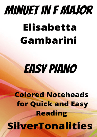 Minuet in F Major Allegretto Easy Piano Sheet Music with Colored Notation (arr. SilverTonalities)