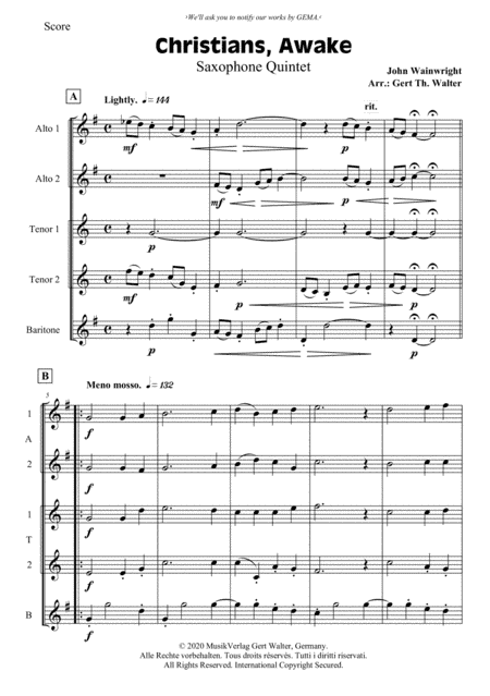 Christians, Awake, Salute The Happy Morn (arr. Gert Th. Walter)