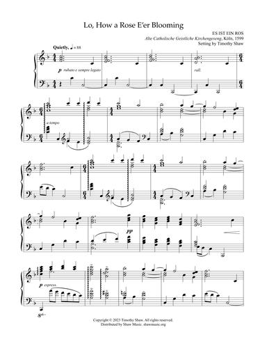 Lo, How a Rose E'er Blooming (arr. Timothy Shaw)
