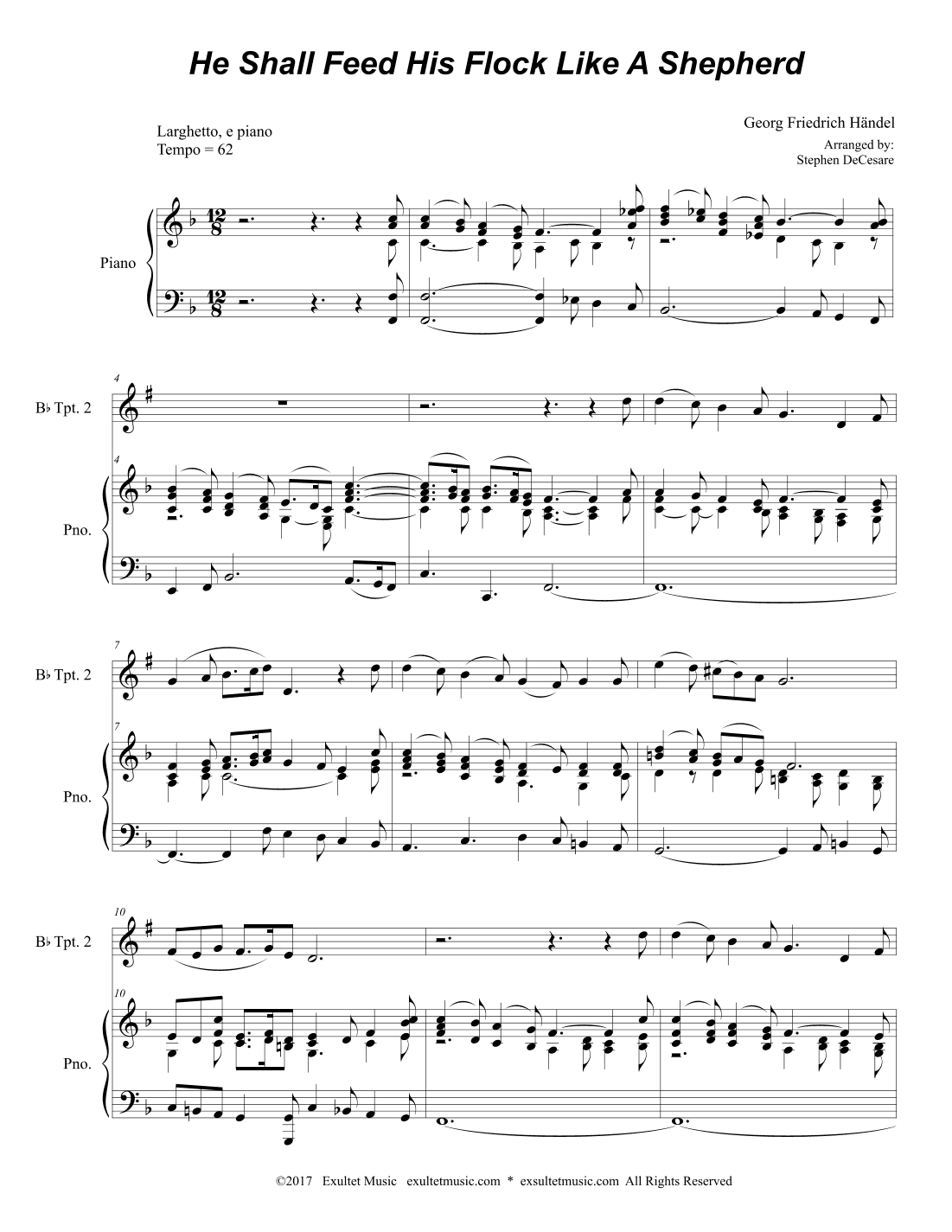 He Shall Feed His Flock Like A Shepherd (Duet for Bb-Trumpet) (arr. Stephen DeCesare)