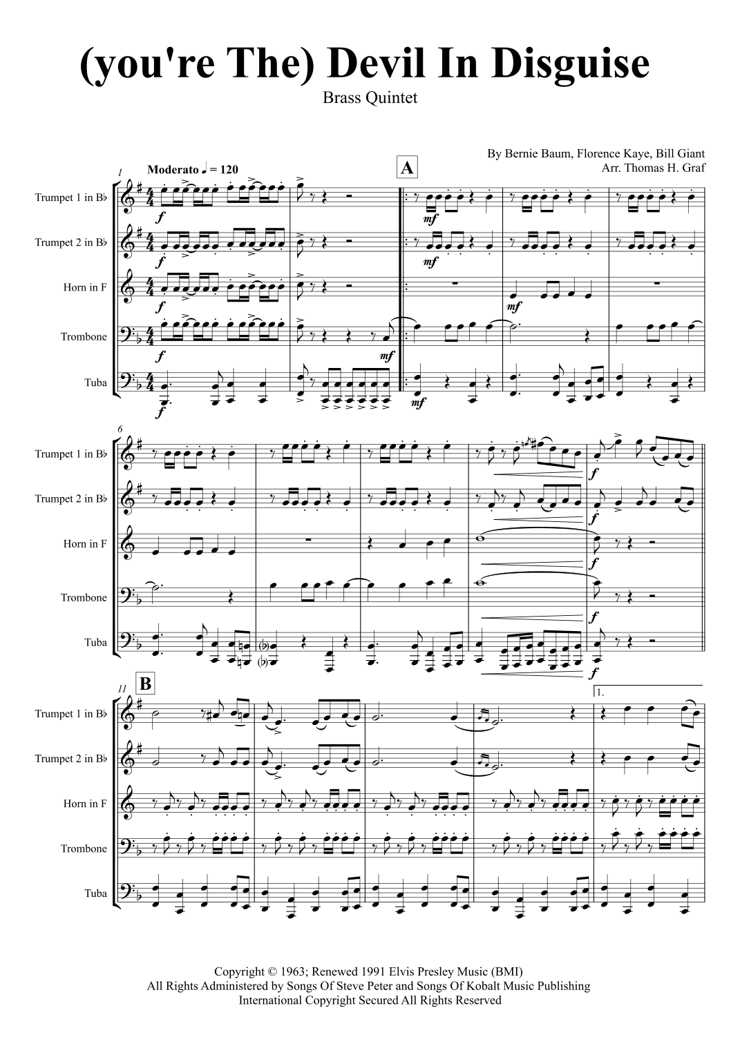 (you're The) Devil In Disguise (arr. Thomas H. Graf)