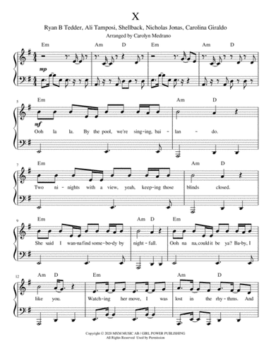 X (arr. Carolyn Medrano)
