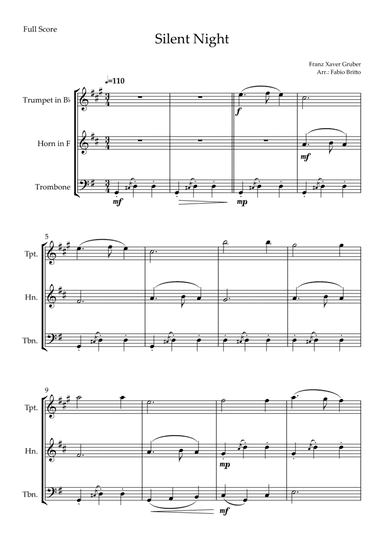 Silent Night (Christmas Song) for Brass Trio (arr. Fabio Britto)