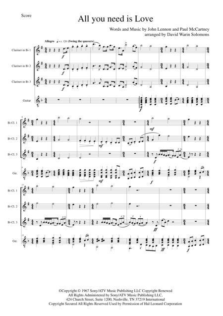 All You Need Is Love (arr. David Warin Solomons)