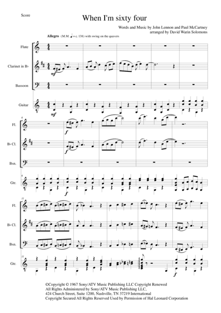 When I'm Sixty-Four (arr. David Warin Solomons)