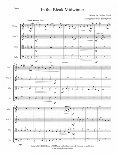 In the Bleak Mid-winter - String Quartet (arr. Paul Thompson)