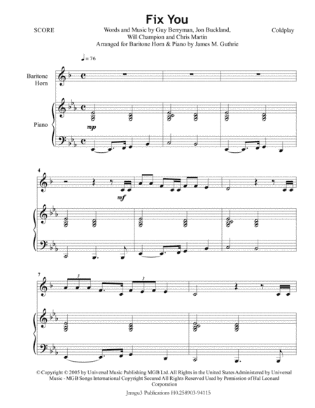 Fix You (arr. James M. Guthrie, ASCAP)