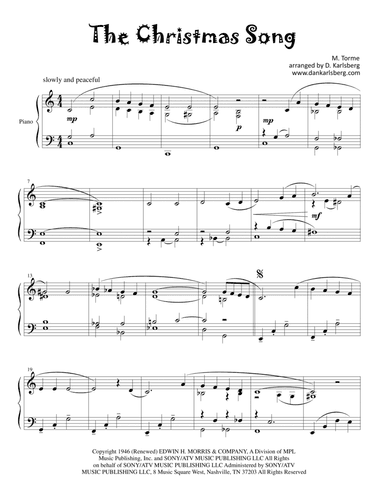 The Christmas Song (chestnuts Roasting On An Open Fire) (arr. Dan Karlsberg)