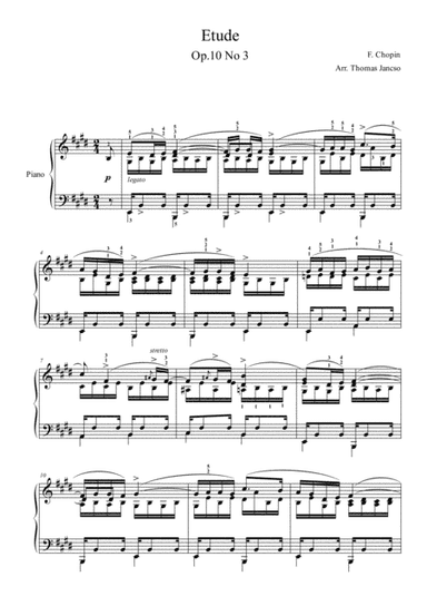 Etude op. 10 no. 3 in E major "Tristesse" (arr. Thomas Jancso)