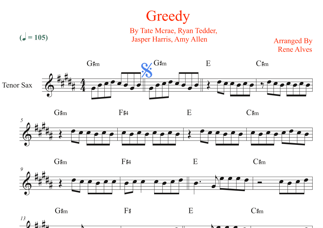 Greedy (arr. Rene Alves)