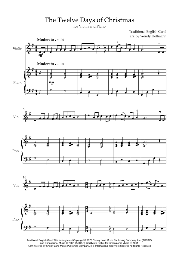 The Twelve Days Of Christmas (arr. Wendy Hellmann)