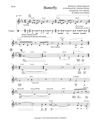 Butterfly Lyrics (arr. Eric O'Reilly)