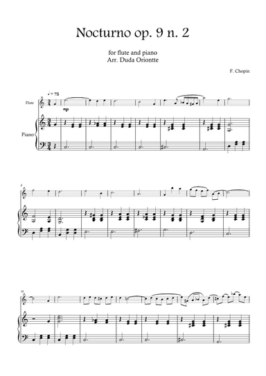 Nocturno op. 9 no. 2 (flute and piano - SIMPLIFIED) CHOPIN (arr. Duda Oriontte)