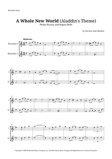 A Whole New World (aladdin's Theme) (arr. Langanho)