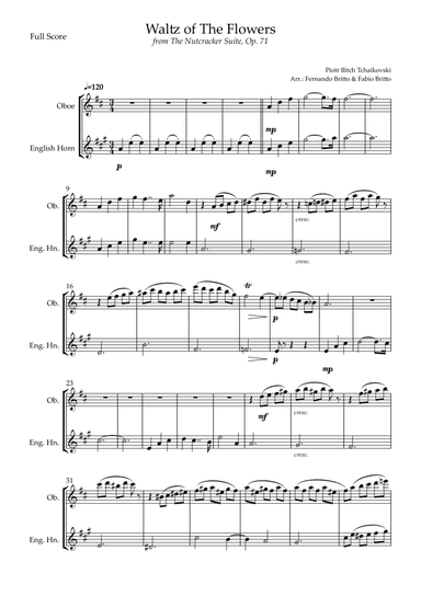 Waltz of The Flowers - from Nutcracker (P. I. Tchaikovsky) for Oboe & English Horn Duo (arr. Fernando Britto, Fabio Britto)