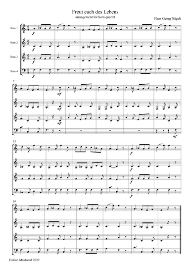 Freut euch des Lebens (arr. Edition Maulwurf)