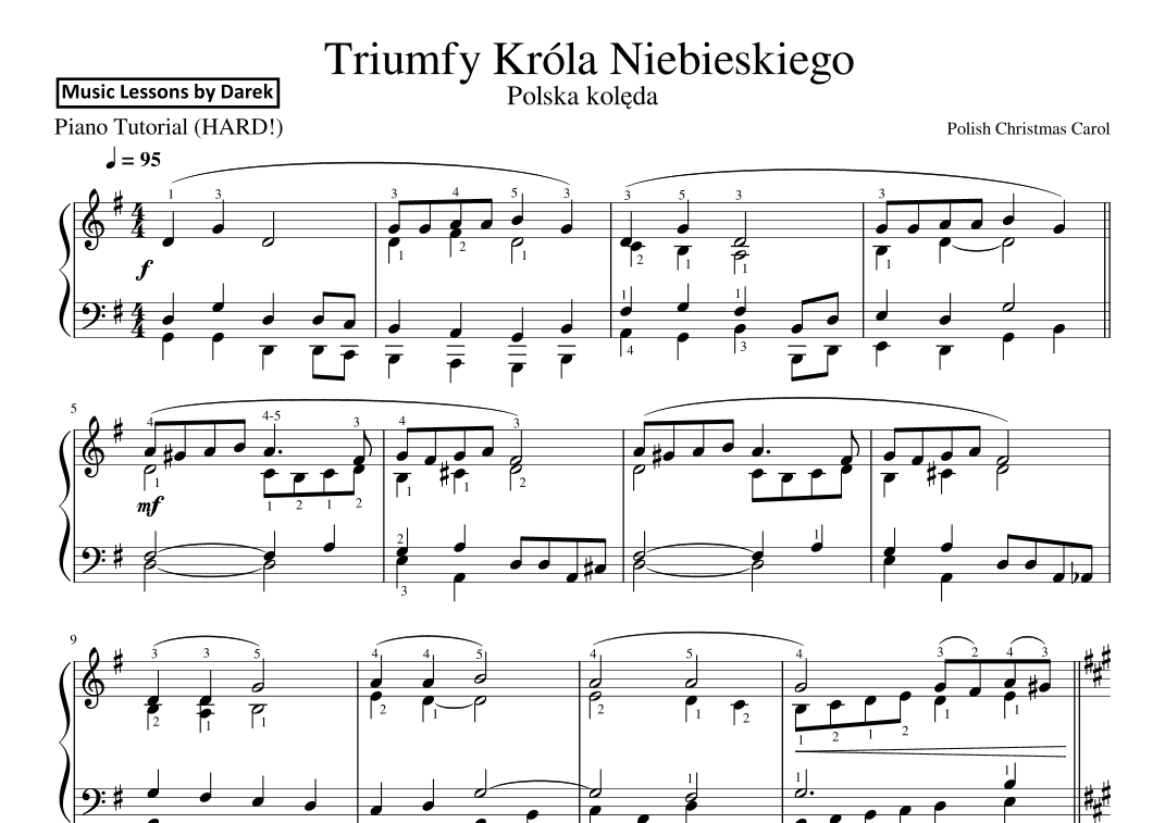 Triumfy Króla Niebieskiego (Polish Christmas Carol) [HARD PIANO] (arr. Darek)