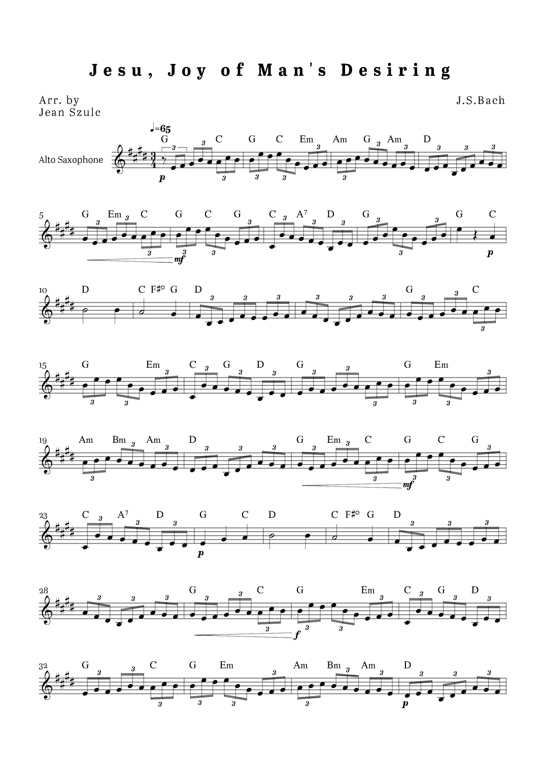 Jesu, Joy of Man's Desiring (arr. Jean Szulc)