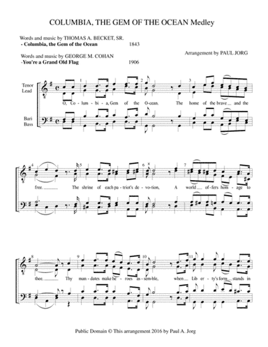 COLUMBIA, THE GEM OF THE OCEAN Medley (arr. Paul A. Jorg)