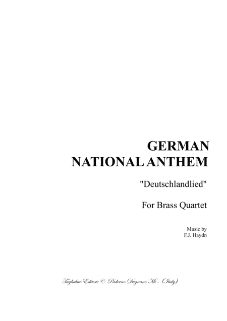 GERMAN  NATIONAL ANTHEM - Arr. for Brass Quartet (arr. Renato Tagliabue)