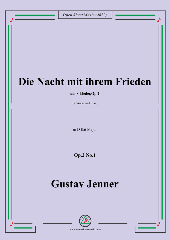 Jenner-Die Nacht mit ihrem Frieden,in D flat Major,Op.2 No.1 (arr. OSM Press)