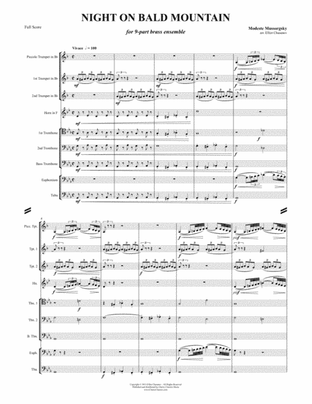 Night on Bald Mountain for 9-part Brass Ensemble (arr. Elliot Chasanov)