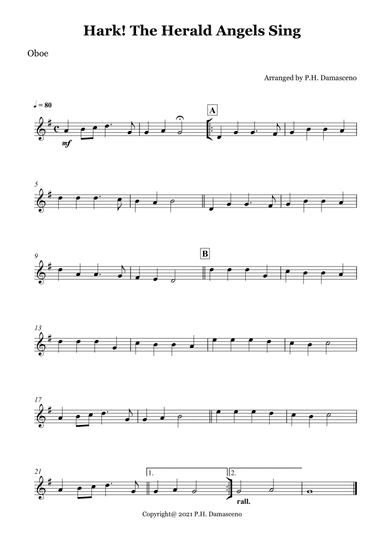 Hark! The Herald Angels Sing - Oboe Solo (arr. P.H. Damasceno)