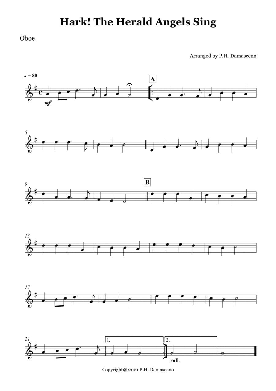 Hark! The Herald Angels Sing - Oboe Solo (arr. P.H. Damasceno)