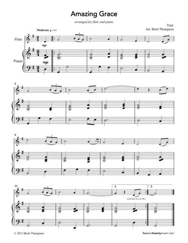 Amazing Grace and Swing Low, Sweet Chariot for flute and piano (arr. Brett Thompson)