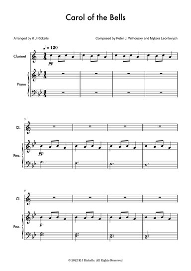 Carol Of The Bells - Clarinet (arr. K J Rickells)